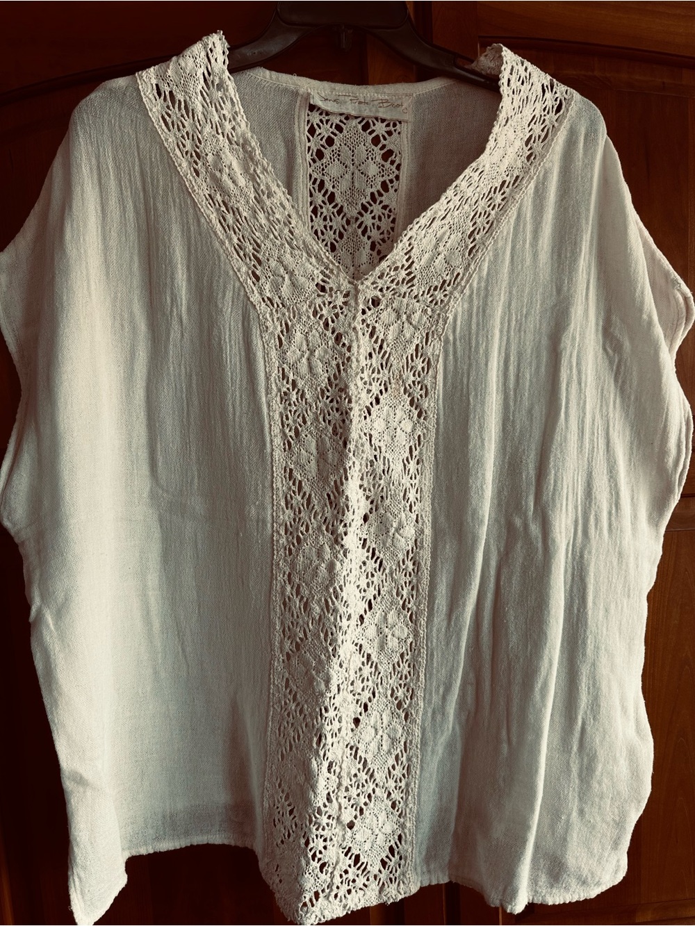 Jen’s Pirate Booty Women's Cream Crochet, Lightweight Top/Coverup, XL, Cotton